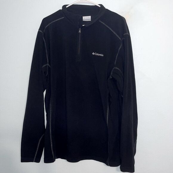 Men’s Columbia black fleece collared 1/4 zip xl winter fall spring casual cozy - Picture 1 of 4
